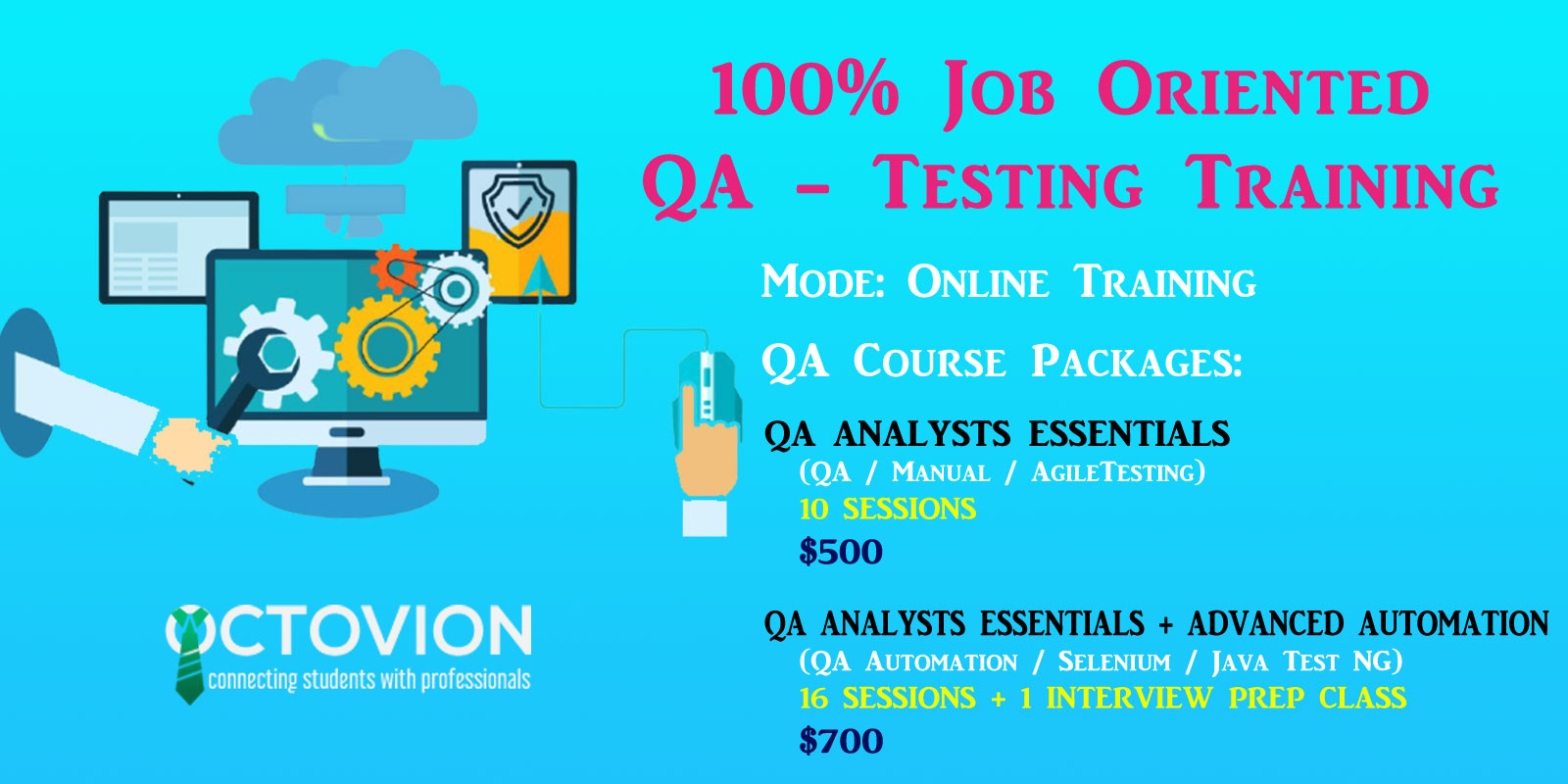 100% Job Oriented QA / Manual Testing / Agile Testing / QA Automation / Selenium Online Training